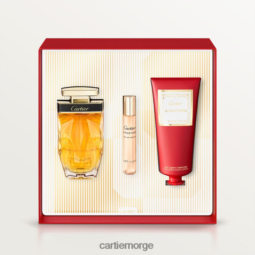 tilbehør Cartier sett med 75 ml la panthere parfum, 10 ml la panthere eau de parfum veskespray og 100 ml parfymert bodylotion. stilig F4466N1834
