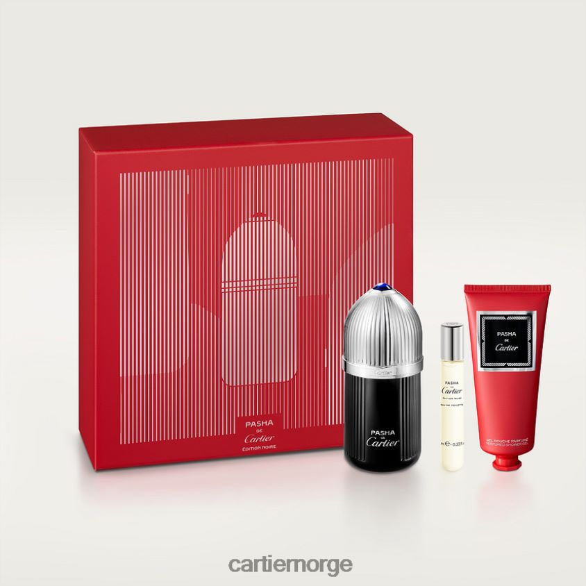 tilbehør Cartier sett med 100 ml pasha edition noire eau de toilette, 10 ml veskespray og 100 ml parfymert dusjsåpe. stilig F4466N1809