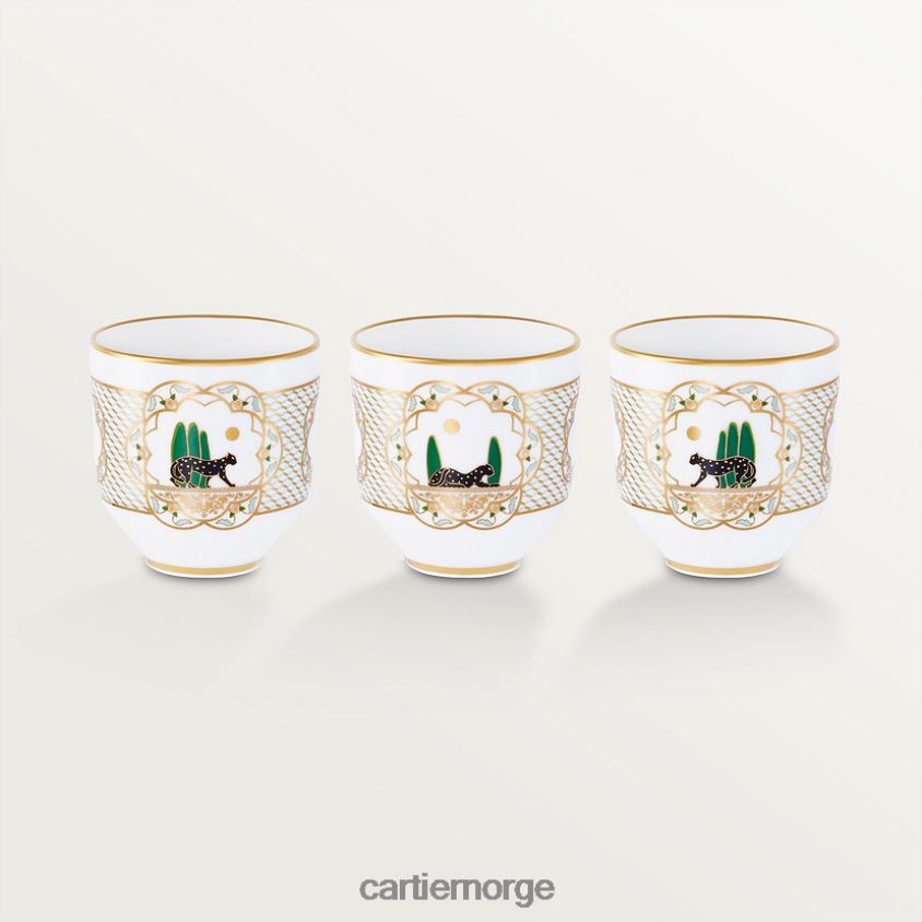 kunsten å bo hjemme Cartier sett med tre panterkopper stilig F4466N1631