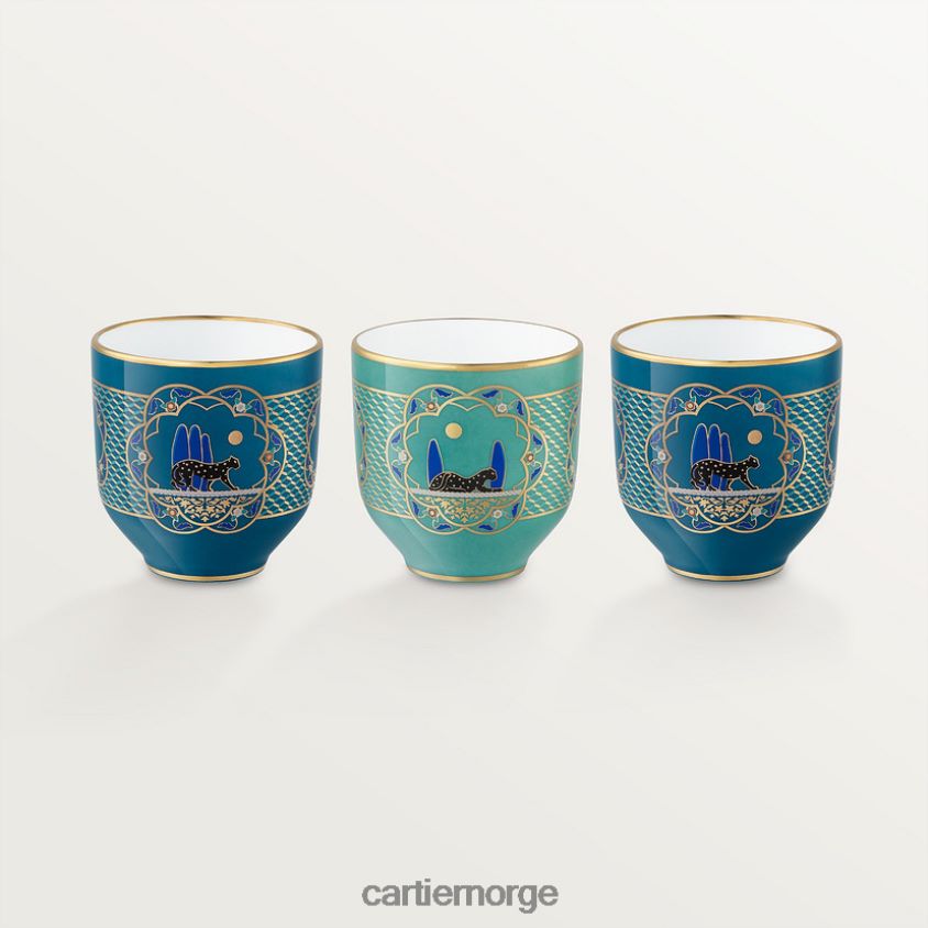 kunsten å bo hjemme Cartier sett med tre panterkopper stilig F4466N1646