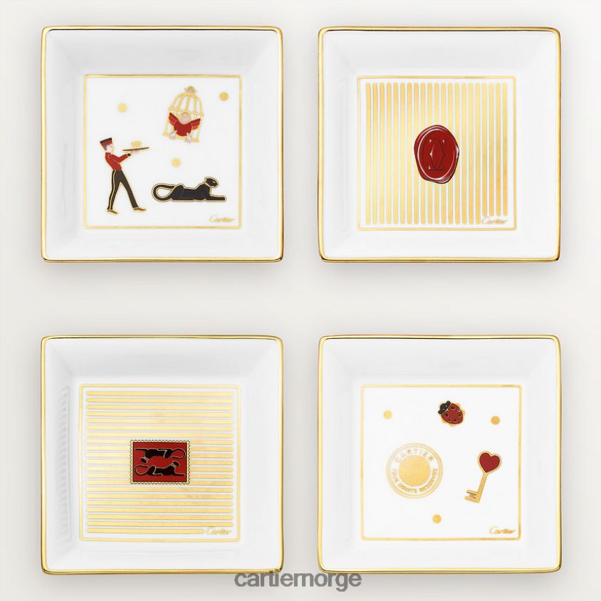 kunsten å bo hjemme Cartier sett med fire diabolo pyntebrett, liten modell stilig F4466N1629