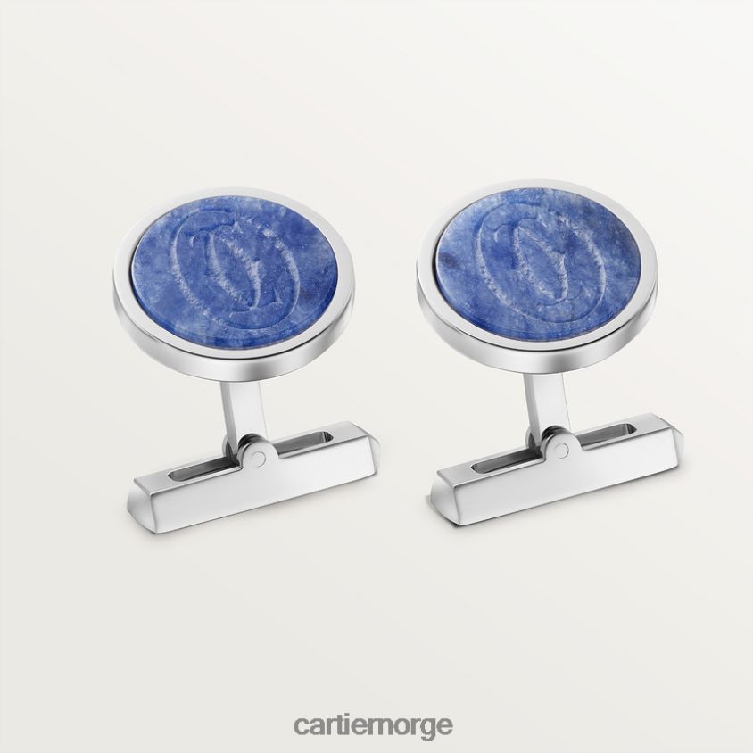 tilbehør Cartier dobbel c-logo mansjettknapper med gravert sodalitt stilig F4466N1438