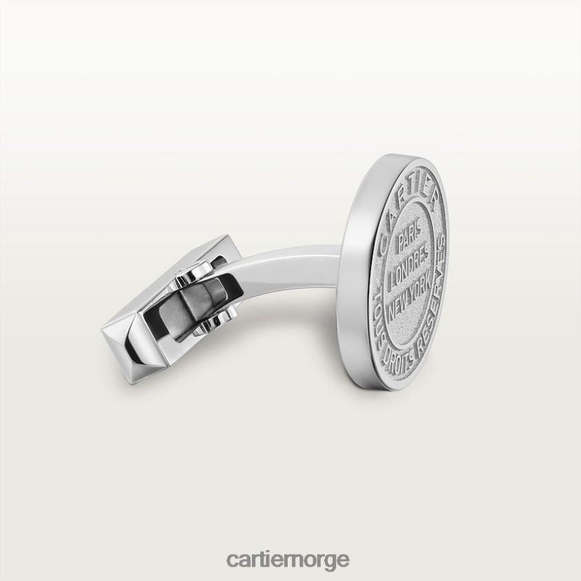 tilbehør Cartier doble mansjettknapper med sølvstempelmotiv. stilig F4466N1397