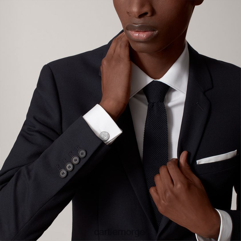 tilbehør Cartier doble mansjettknapper med sølvstempelmotiv. stilig F4466N1397