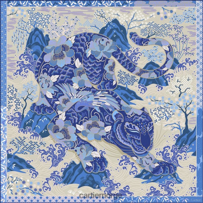 tilbehør Cartier kvadrat med pantertrykk stilig F4466N1304