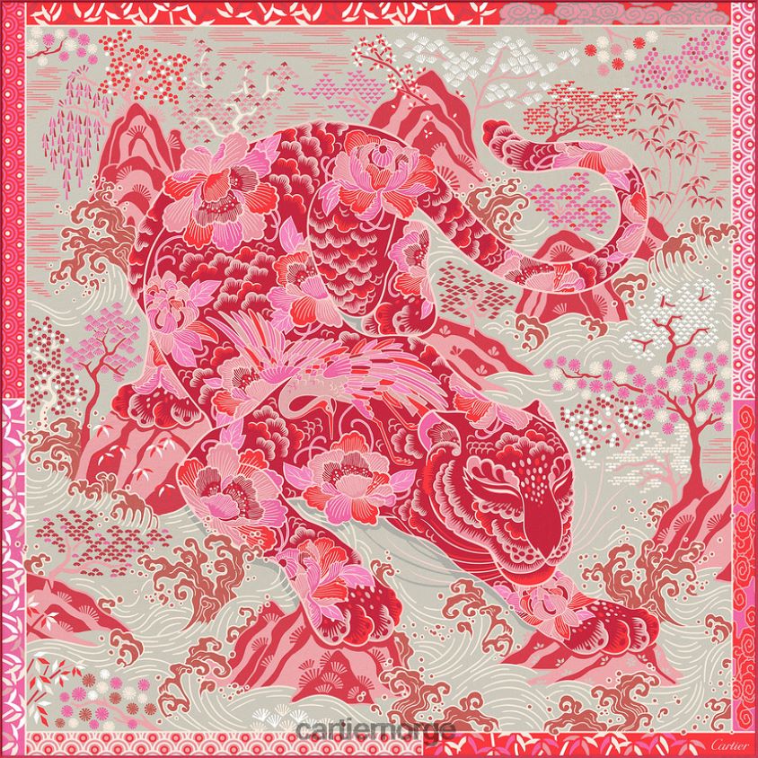 tilbehør Cartier kvadrat med pantertrykk stilig F4466N1310