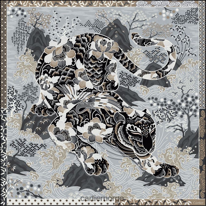 tilbehør Cartier kvadrat med pantertrykk stilig F4466N1330