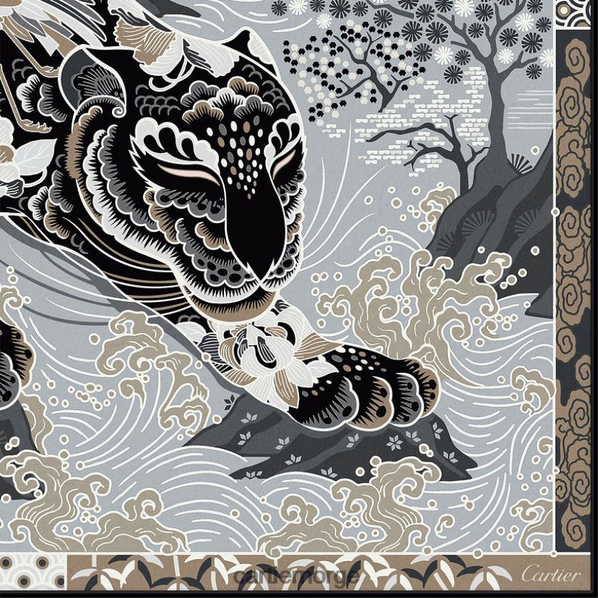 tilbehør Cartier kvadrat med pantertrykk stilig F4466N1330