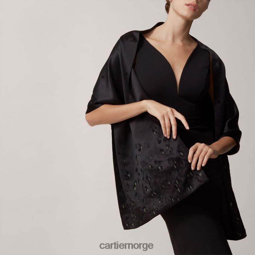 tilbehør Cartier panterbrodert svart stola stilig F4466N1324