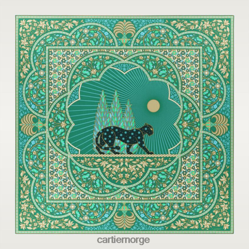 tilbehør Cartier panthere arabesques 140 cm sjal stilig F4466N1360