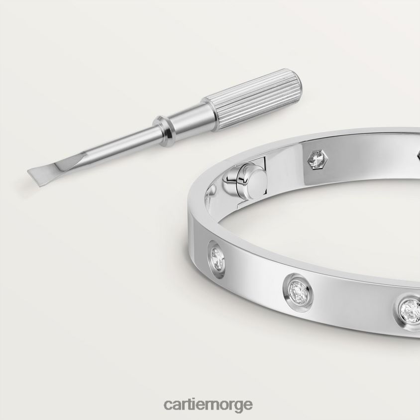 smykker Cartier kjærlighetsarmbånd, 10 diamanter hvitt gull F4466N179