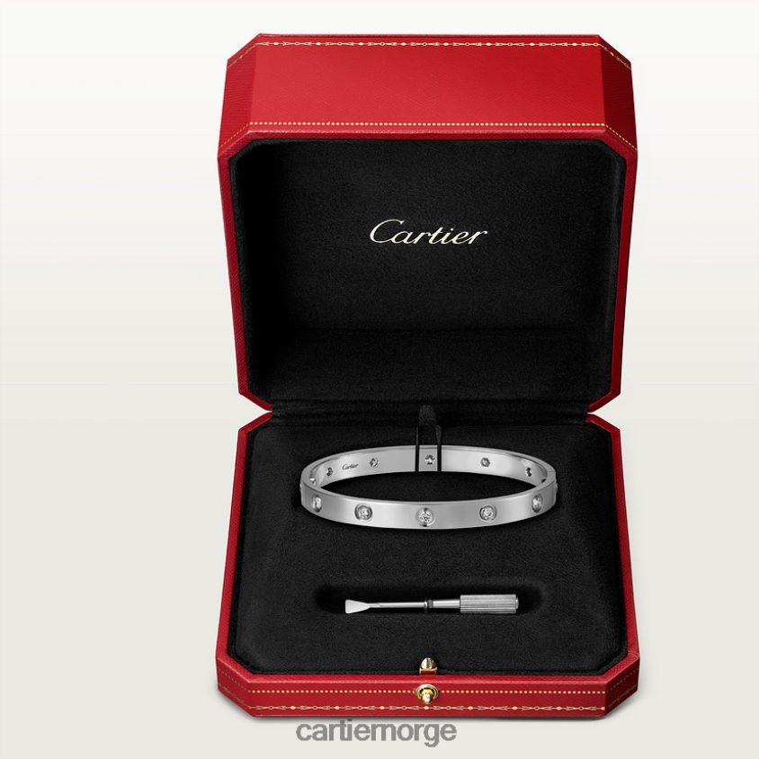 smykker Cartier kjærlighetsarmbånd, 10 diamanter hvitt gull F4466N179