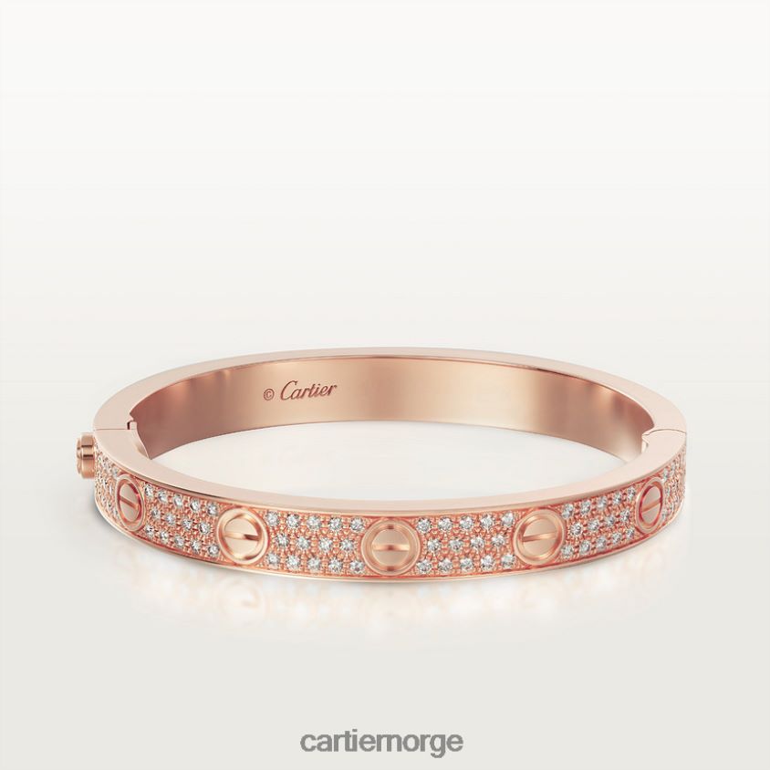 smykker Cartier kjærlighetsarmbånd, diamantbelagt Rose gull F4466N169