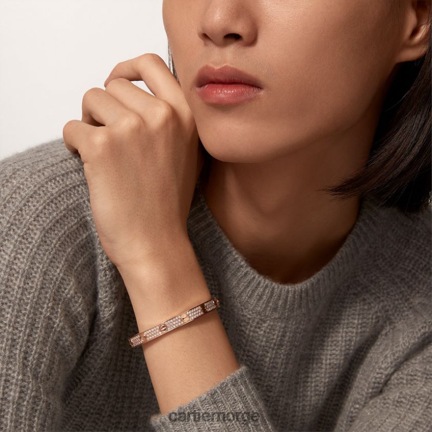 smykker Cartier kjærlighetsarmbånd, diamantbelagt Rose gull F4466N169