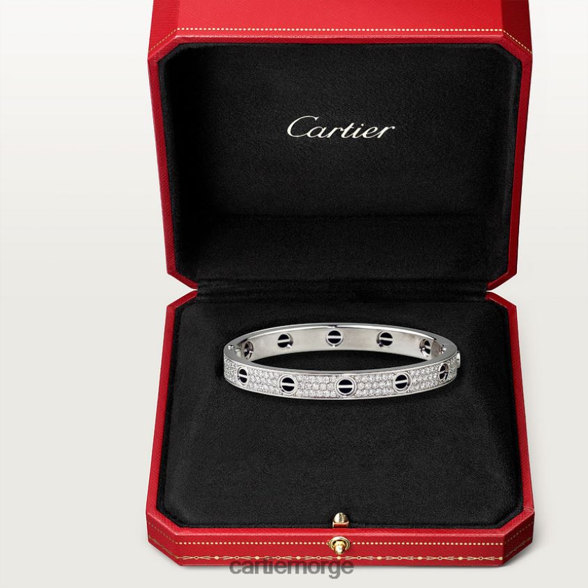 smykker Cartier kjærlighetsarmbånd, diamantbelagt, keramikk hvitt gull F4466N197