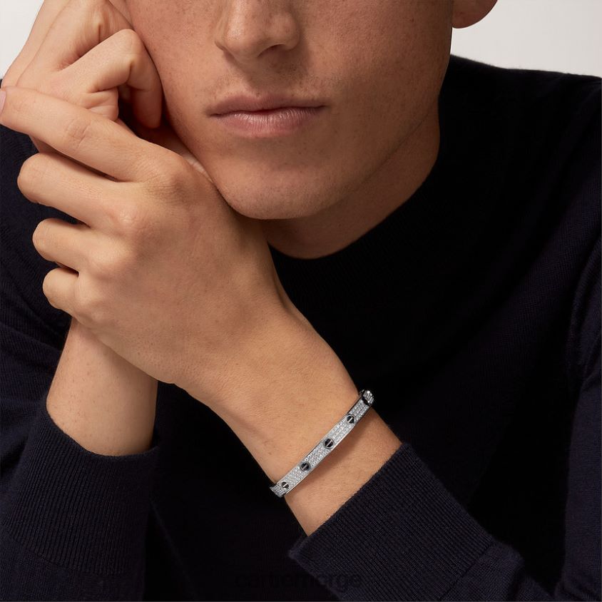 smykker Cartier kjærlighetsarmbånd, diamantbelagt, keramikk hvitt gull F4466N197