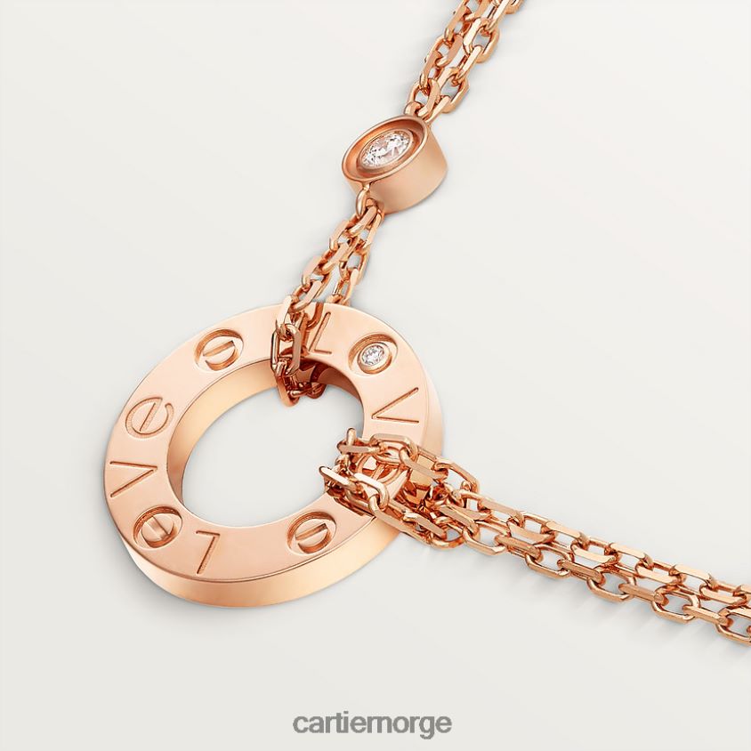 smykker Cartier kjærlighetskjede, 2 diamanter Rose gull F4466N384
