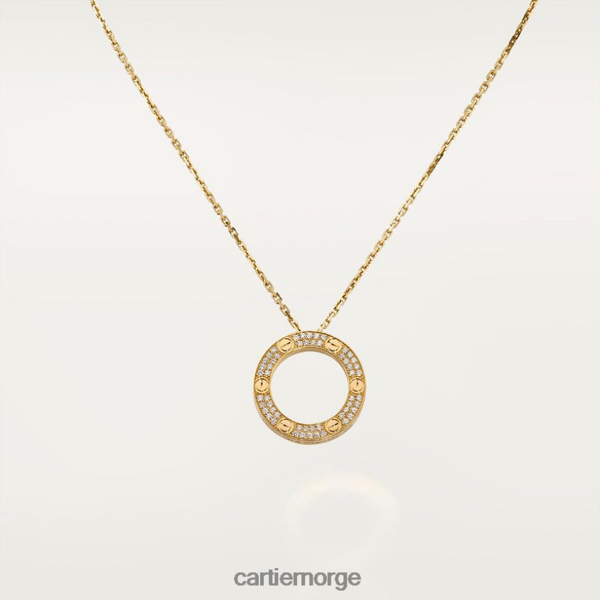 smykker Cartier kjærlighetskjede, diamantbelagt gult gull F4466N382