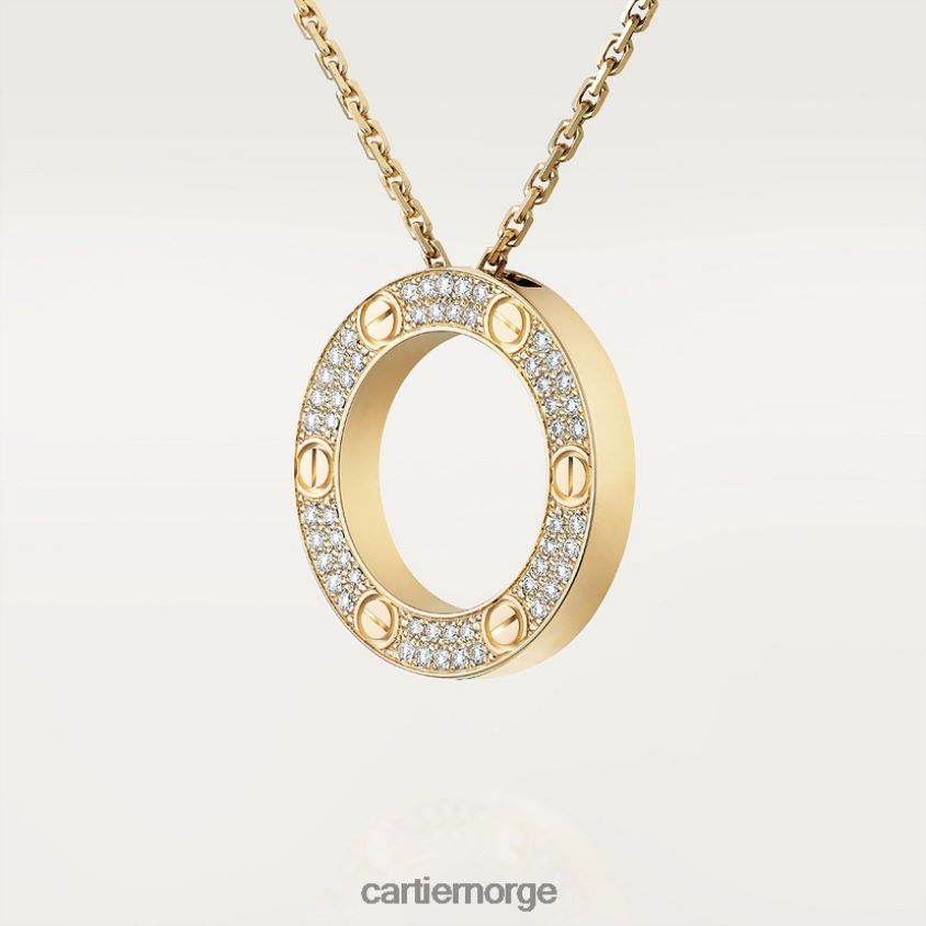smykker Cartier kjærlighetskjede, diamantbelagt gult gull F4466N382