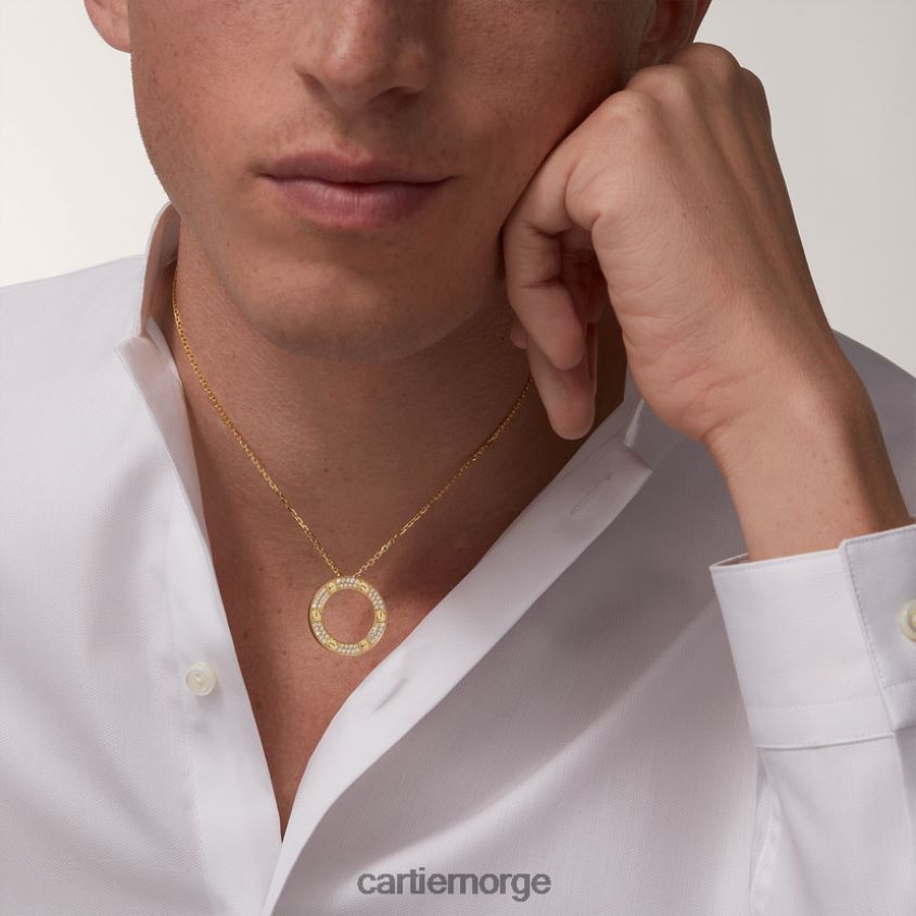 smykker Cartier kjærlighetskjede, diamantbelagt gult gull F4466N382