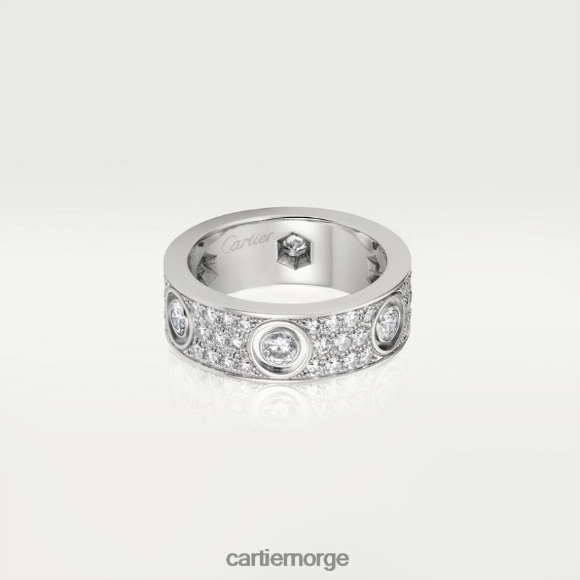 smykker Cartier kjærlighetsring, diamantbelagt hvitt gull F4466N18