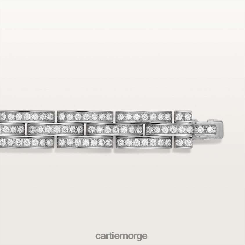 smykker Cartier maillon panthere fint armbånd, 3 diamantbelagte rader hvitt gull F4466N344