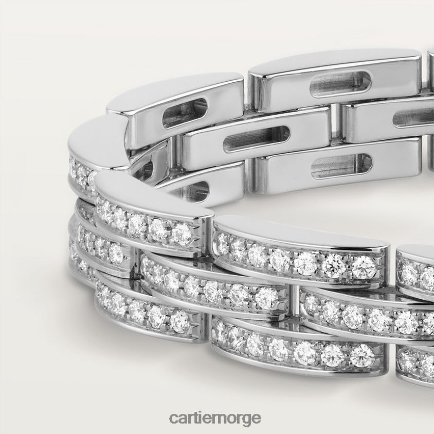 smykker Cartier maillon panthere fint armbånd, 3 diamantbelagte rader hvitt gull F4466N344