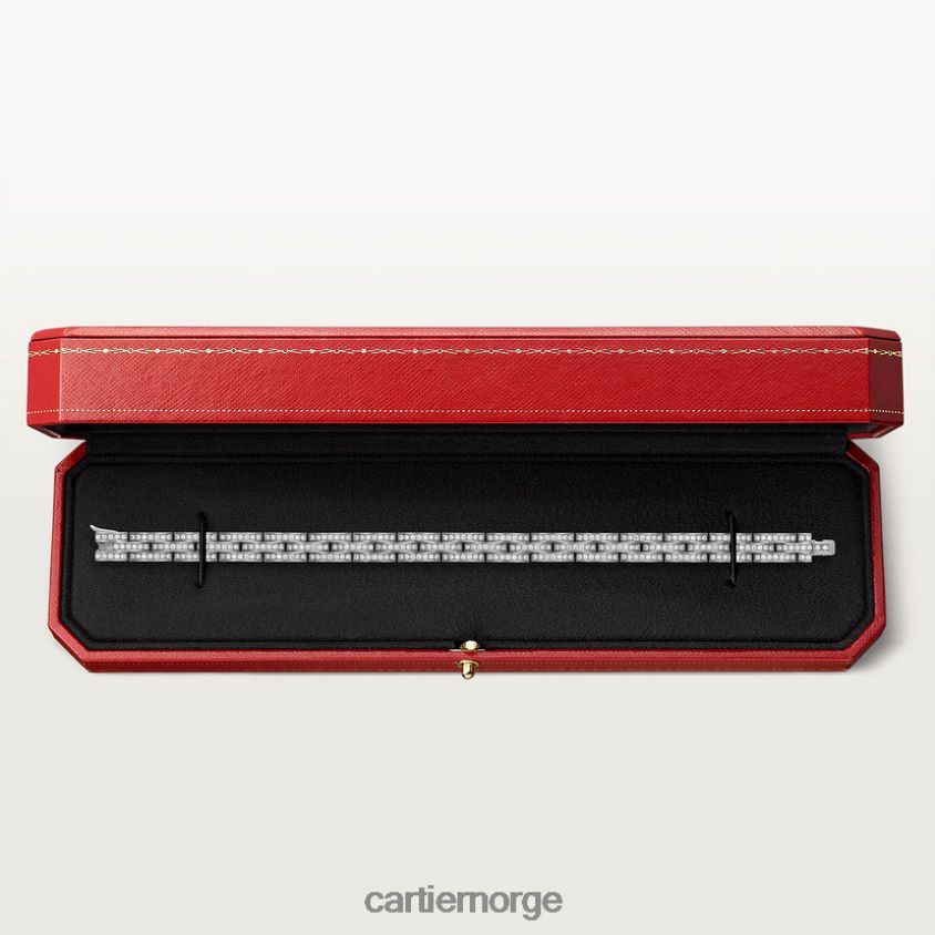 smykker Cartier maillon panthere fint armbånd, 3 diamantbelagte rader hvitt gull F4466N344