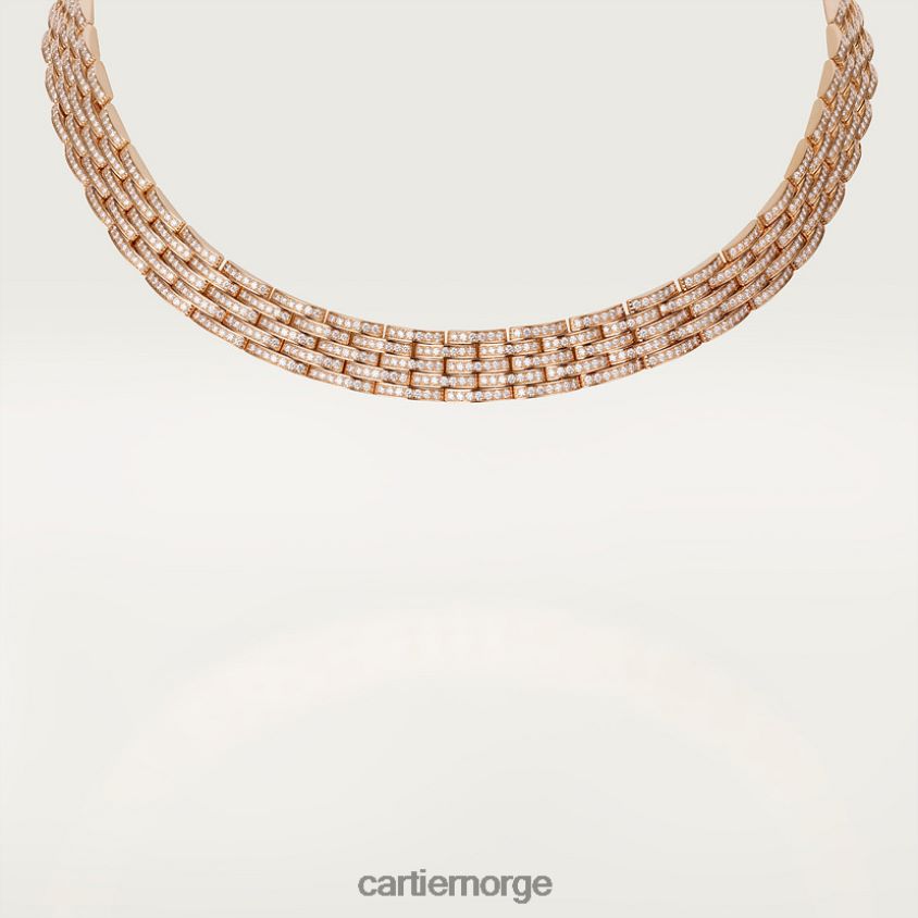 smykker Cartier maillon panthere fint halskjede, 5 diamantbelagte rader stilig F4466N599