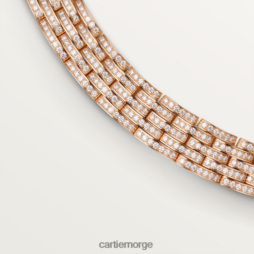 smykker Cartier maillon panthere fint halskjede, 5 diamantbelagte rader stilig F4466N599