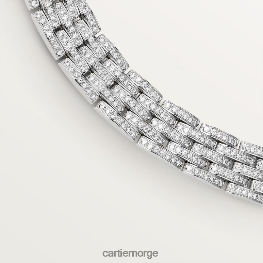 smykker Cartier maillon panthere fint halskjede, 5 diamantbelagte rader stilig F4466N600