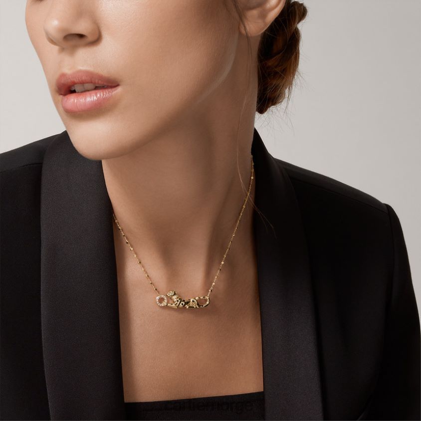 smykker Cartier panter kjede gult gull F4466N449