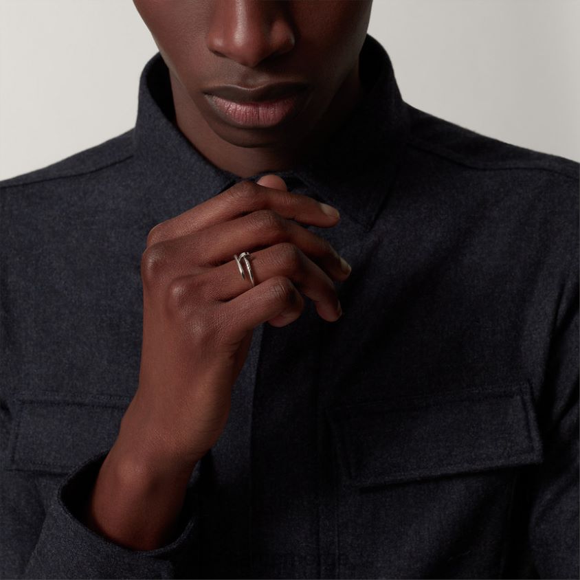 smykker Cartier juste un clou ring, liten modell hvitt gull F4466N34
