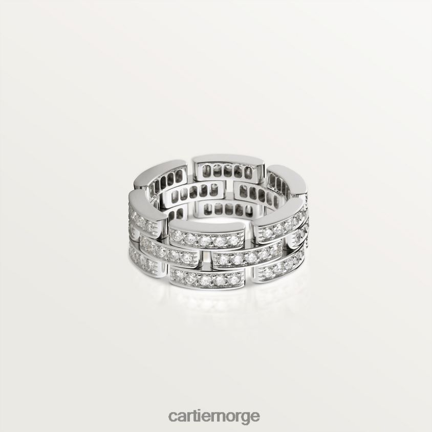 smykker Cartier maillon panterring, 3 diamantbelagte rader hvitt gull F4466N145