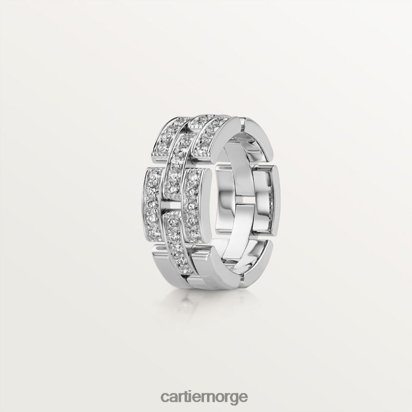 smykker Cartier maillon panterring, 3 halve diamantbelagte rader hvitt gull F4466N142