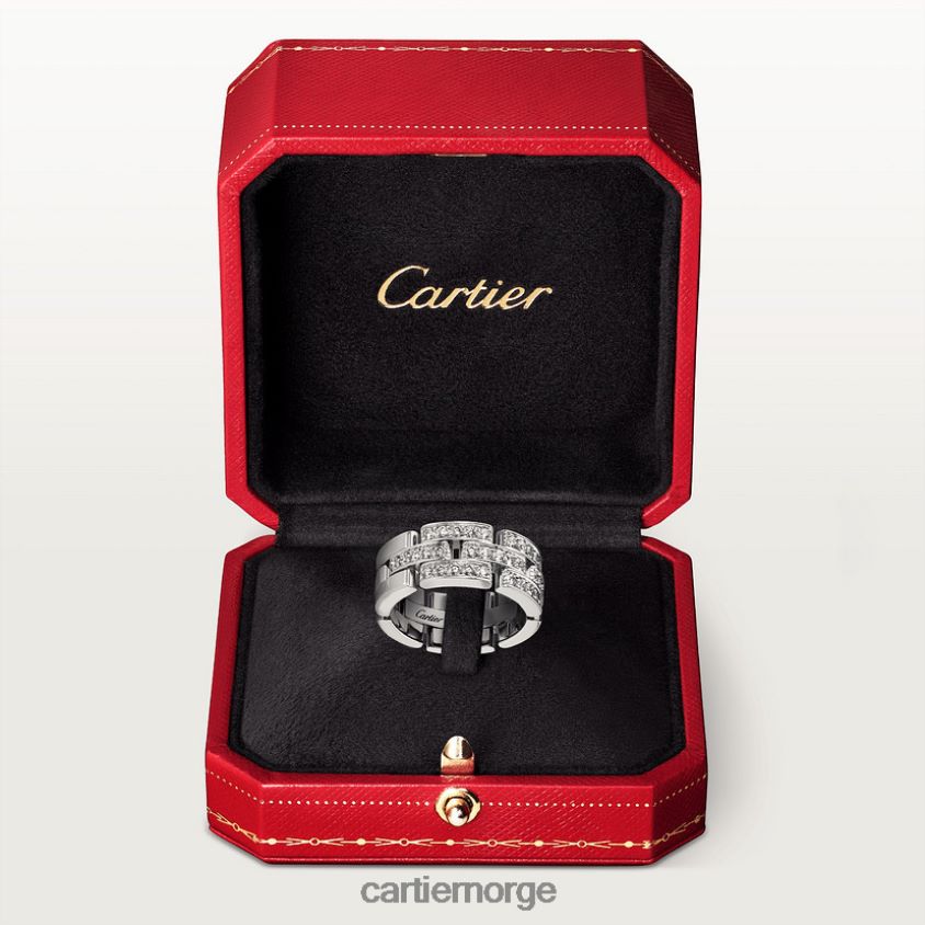 smykker Cartier maillon panterring, 3 halve diamantbelagte rader hvitt gull F4466N142