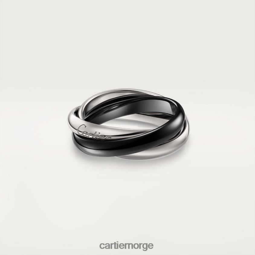 smykker Cartier klassisk treenighetsring i keramikk hvitt gull F4466N53