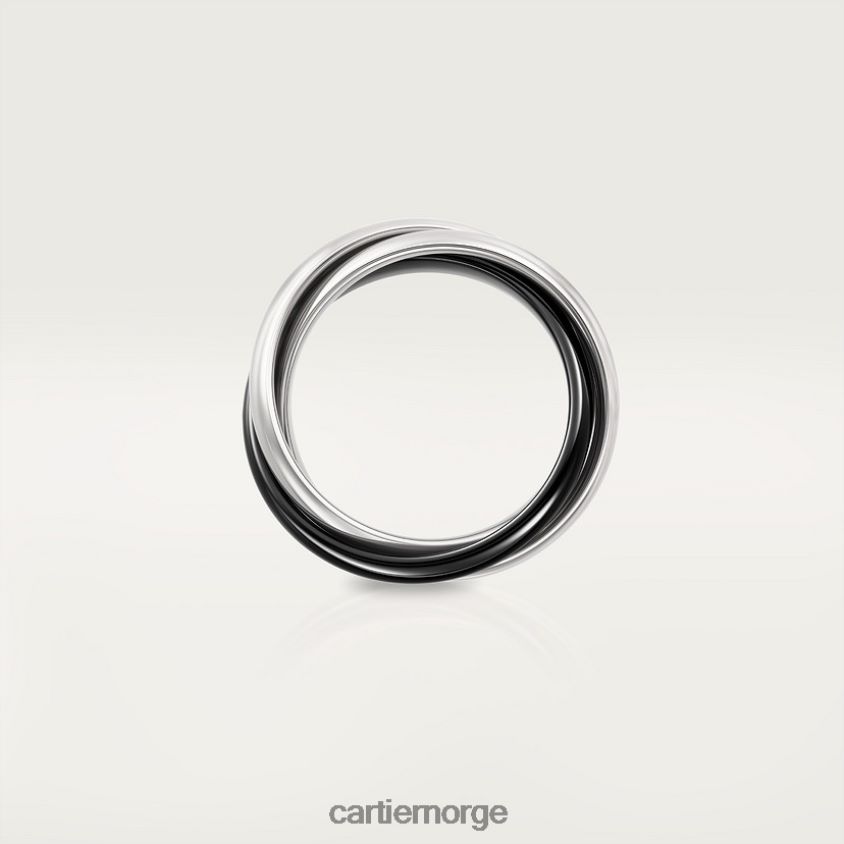 smykker Cartier klassisk treenighetsring i keramikk hvitt gull F4466N53