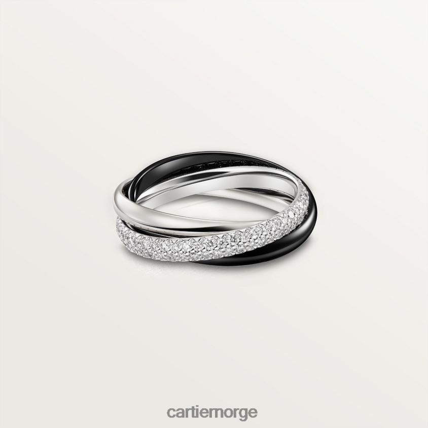 smykker Cartier treenighetsring i keramikk, liten modell hvitt gull F4466N58