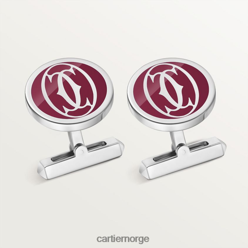 tilbehør Cartier dobbel c-logo mansjettknapper med burgunderlakk stilig F4466N1429